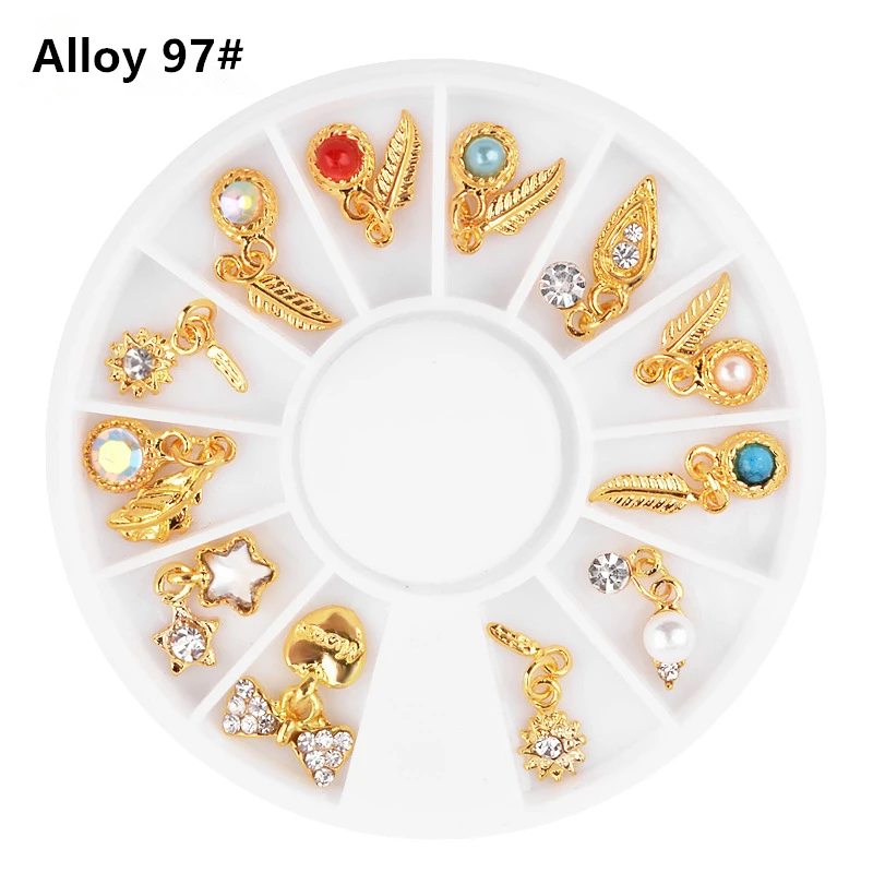 Alloy 97 Дизайн ногтей Колеса Стразы алмазные драгоценные камни Металл AB Кристалл Блеск 3D Советы Аксессуары Ювелирные изделия маникюрные инструменты украшения DIY Дизайн - Цвет: Alloy 97