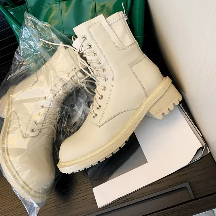 

MLJUESE 2021 women ankle boots soft Cow leather winter short plush lace up round toe high heels equestrian boots party dress