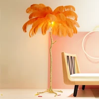 minimalist led floor lamp all copper ostrich feather decorative light for room fixture bedroom bedside decoration stand lighting