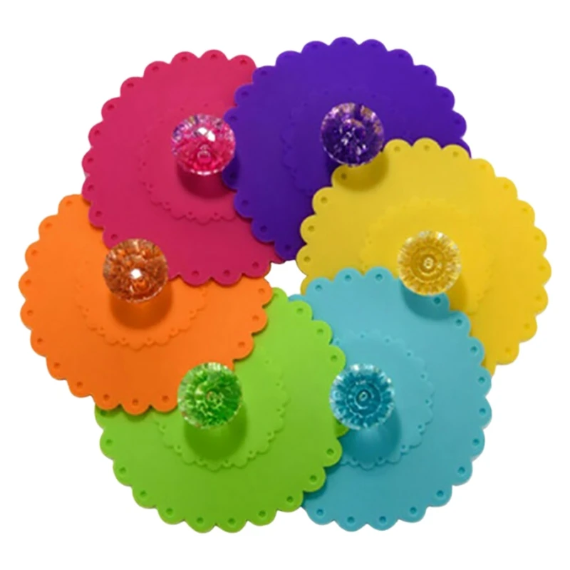

6PCS New Cute Anti-Dust Silicone Glass Cup Cover Coffee Mug Suction Seal Lid Cap Food Grade Creative Round Mug Cover