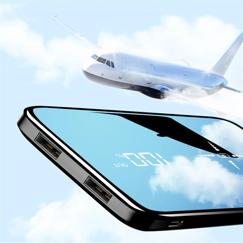 50000mah power bank wireless charger powerbank external battery fast charging digital display 2 usb mirror screen power bank free global shipping