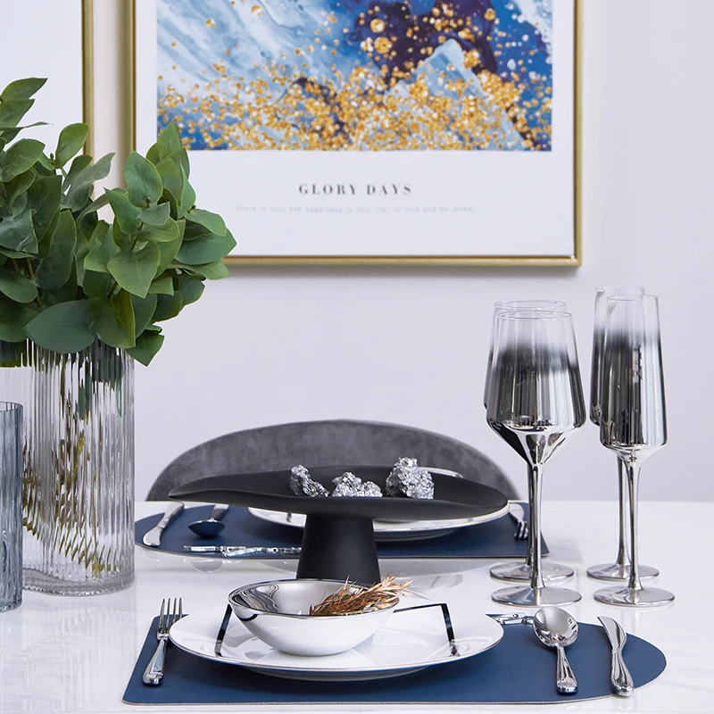 Серебряный современный креативный набор столовых приборов с толстым дизайном