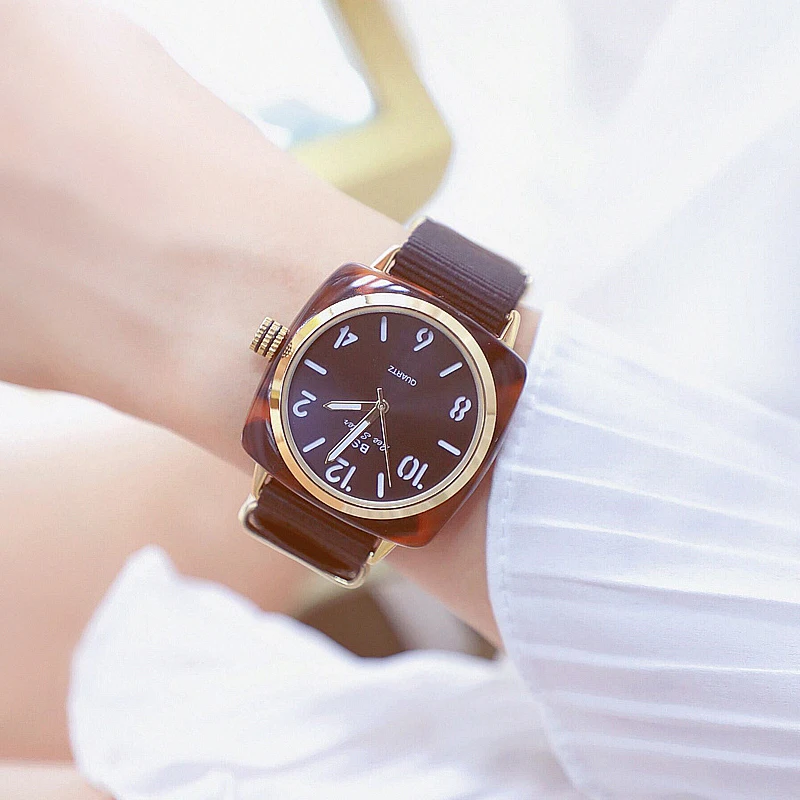 

Bracelet Women Watches Nylon Strap Quartz Women Watch Square Lady Wrist Watch Big Dial Casual Female Watches Zegarek Damski 2021