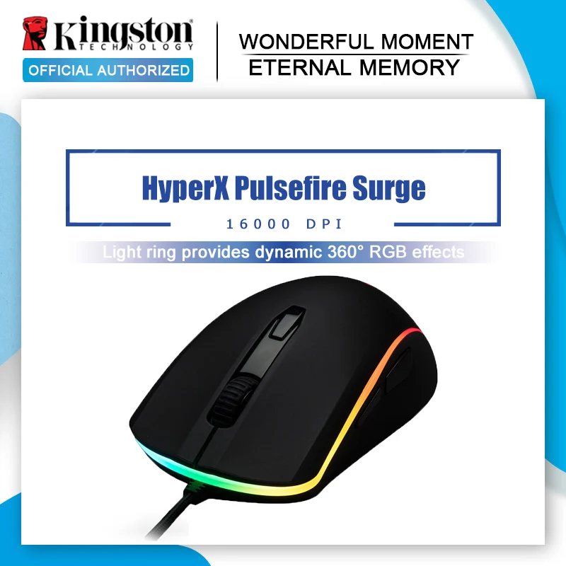 Игровая мышь Kingston E sports Omron switch HyperX Pulsefire Surge RGB сенсор Pixart 3389 проводная DPI до
