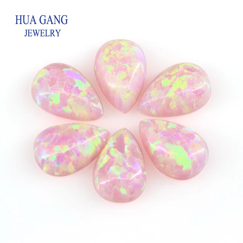 

OP08 Opal Loose Stones Pear Shape Cabochon Flat Back Created Opal Beads Semi-Precious Stones For Jewelry Making 3x5mm-10x14mm