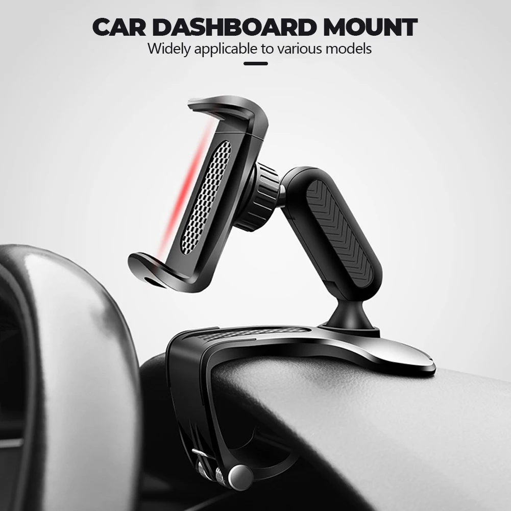 

Держатель для телефона на приборную панель для автомобиля, крепление для телефона, прочный зажим, нескользящий, вращение на 360 градусов, под...