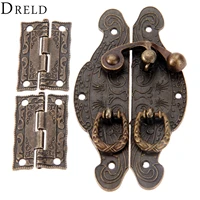 dreld 2pcs antique bronze cabinet hinges jewelry wooden box case toggle hasp latch furniture accessories vintage hardware
