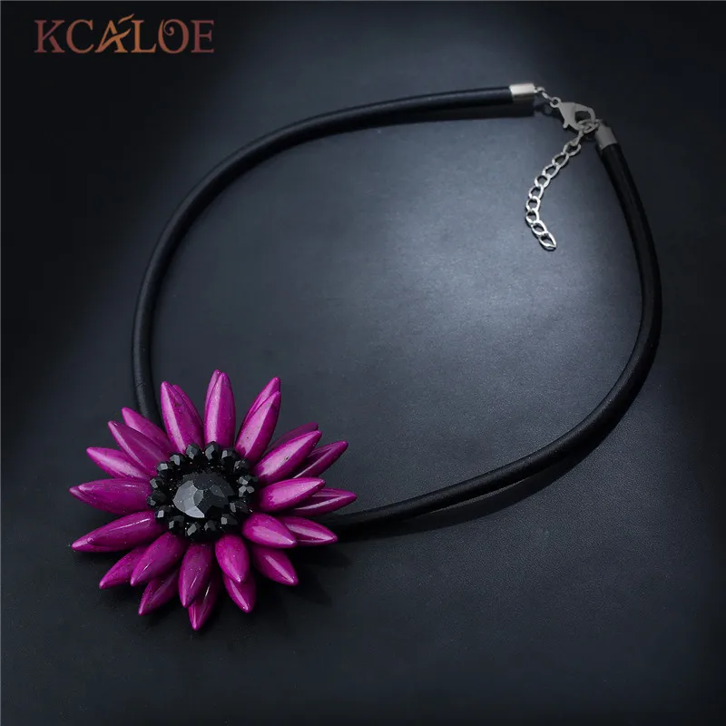 KCALOE женский большой ожерелье-чокер с цветами Подвески Boho Черная веревка