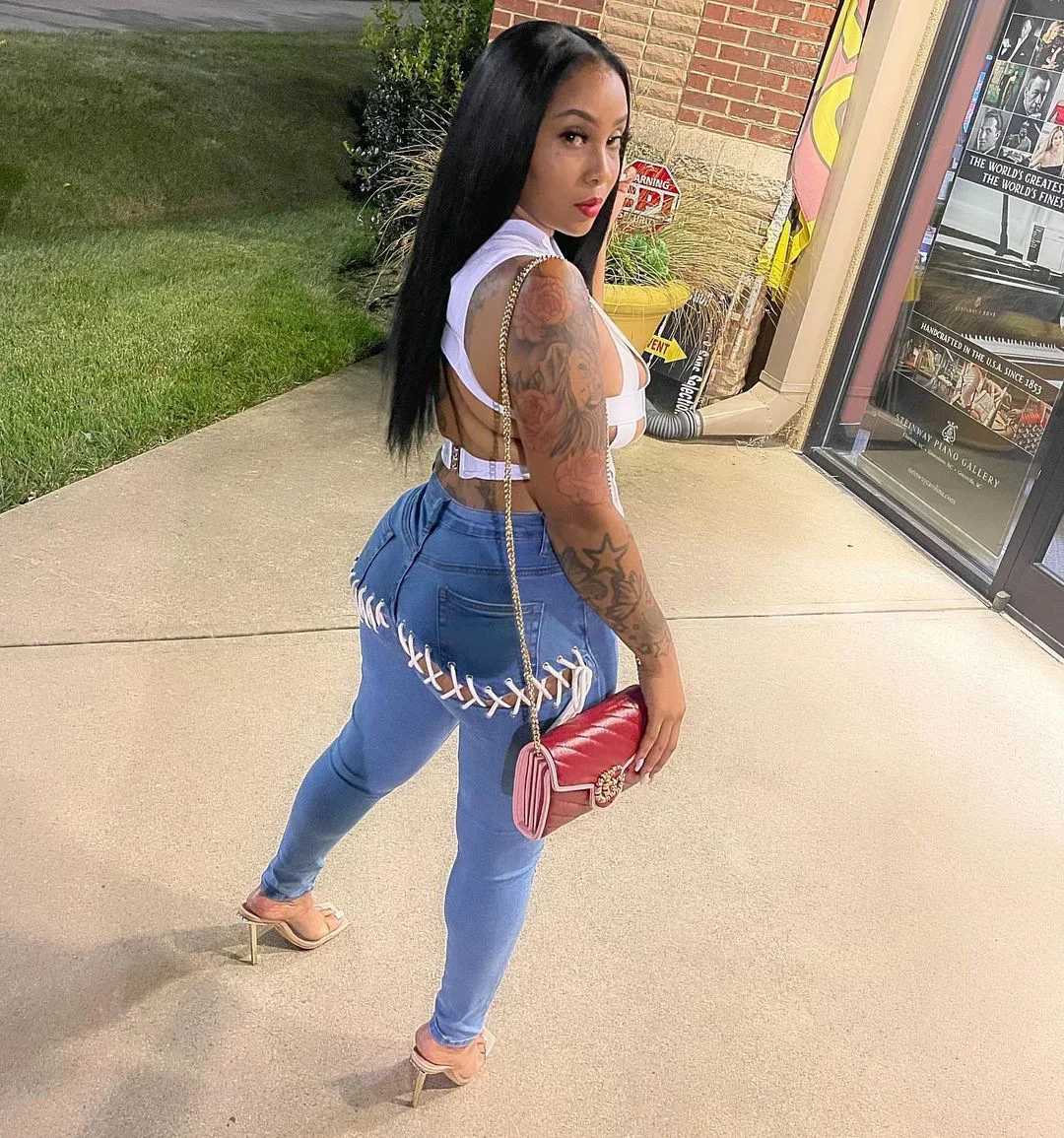 

Echoine New Design Sexy Hips Bandage Lace Up Hollow Out Blue Denim Pants Hight Waist Pencil Pants Jeans Party Street Trousers