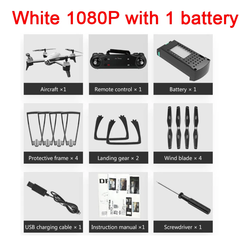 white 1080P ba 1 SG106 HD Дрон с двойной камерой 1080 P/4 K WiFi FPV в режиме реального времени воздушная видео широкоугольный оптический поток RC Квадрокоптер вертолет игрушки - Цвет: white 1080P ba 1