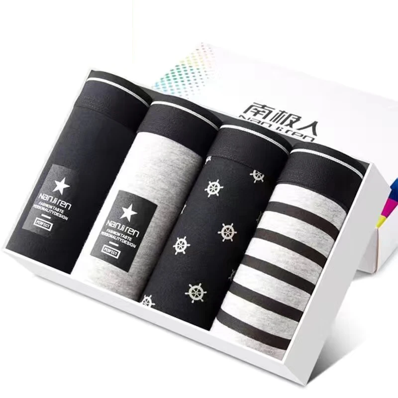 

4PCS/Lot Men'S Underwear Cotton Underwear Comfortable Breathable Underwear Men U Convex Pouch Men Men'S Boxer Pants