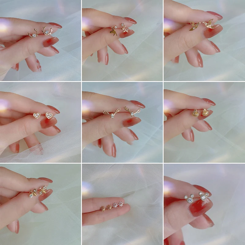 

Real Silver Color Jewelry For Women Cute AnimalHollow Earring Stud Small Stud Earring For Girls Wholesale