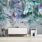 Настенные 3D обои в скандинавском стиле, креативные с рисунком зеленых растений, Листьев, для гостиной, спальни, фона для телевизора, домашний декор, настенное 3D покрытие