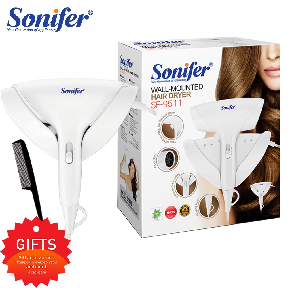 Настенный мощный Фен для волос 1800 Вт отеля бытовой Быстросохнущий стайлер