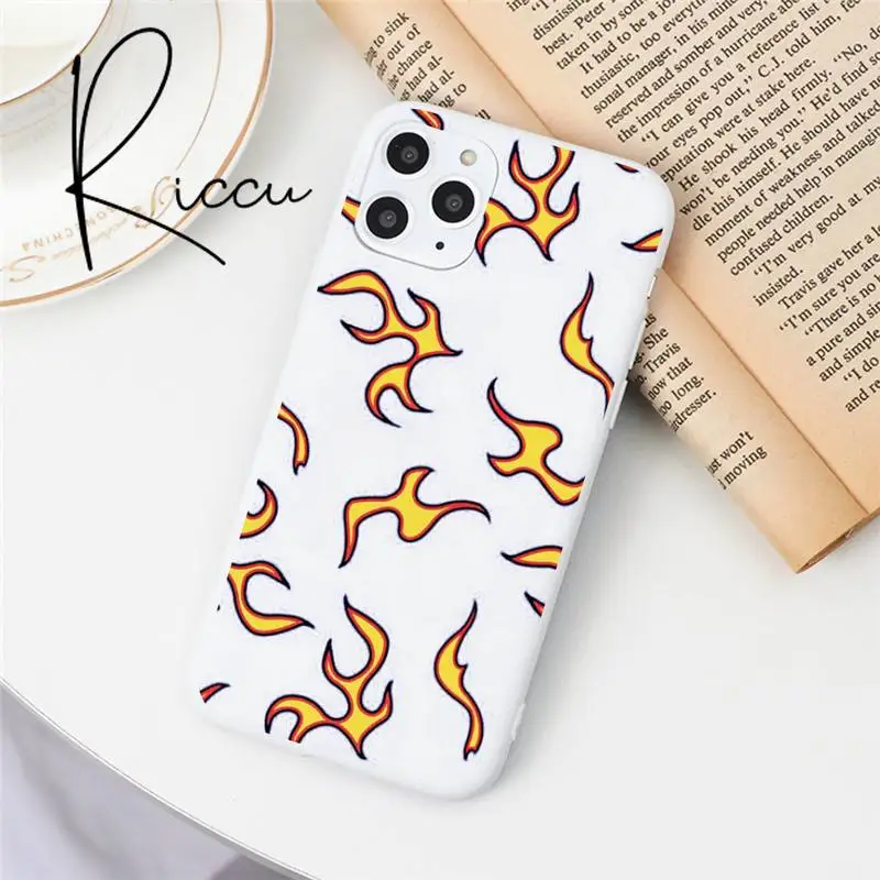 fashion flame pattern phone case for iphone 12 pro max mini 11 pro xs max 8 7 6 6s plus x 5s se 2020 xr candy white silicone free global shipping