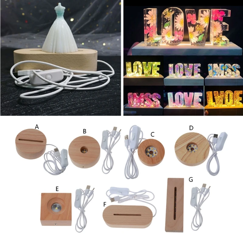 1 шт. деревянная прямоугольная круглая овальная светодиодная подставка для