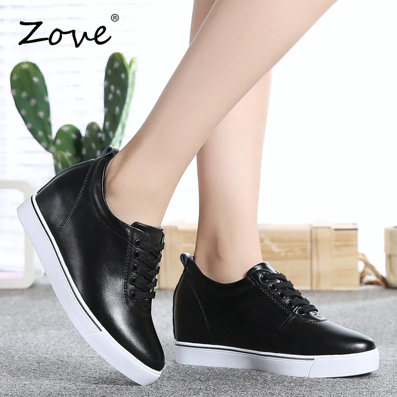 Женская обувь на плоской платформе ZOVE повседневная из натуральной кожи толстой