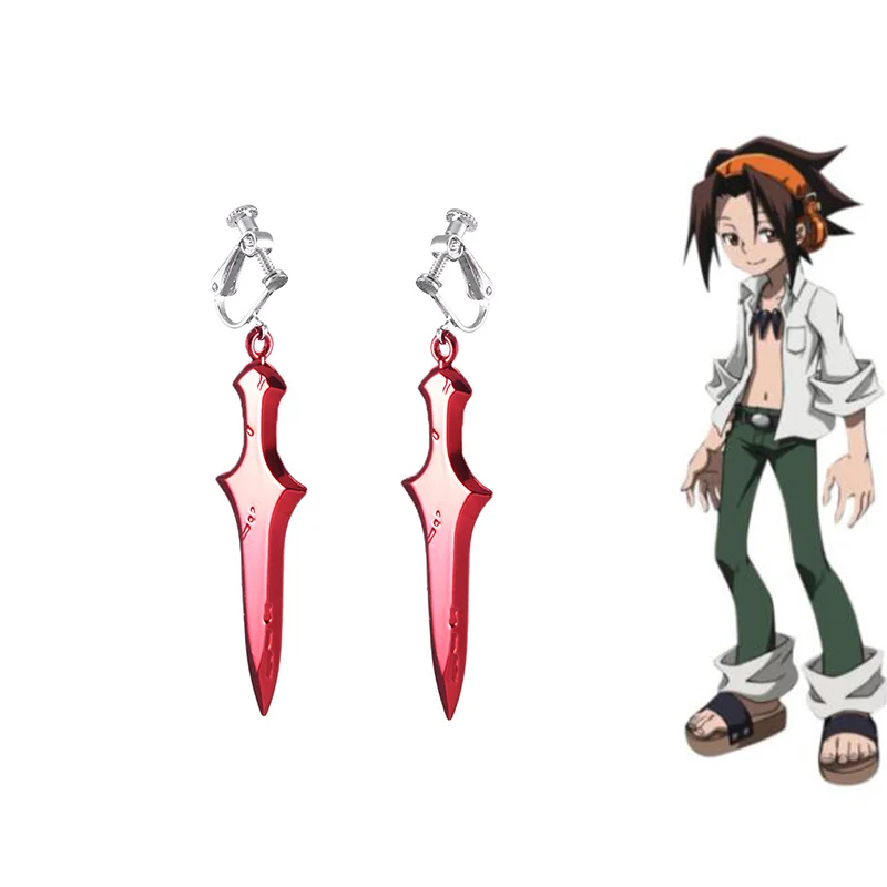 

Japanese Anime Shaman King Yoh Asakura Cosplay Earring Ear Clip Necklace Pendant Fashion Jewelry For Gift Costume Props