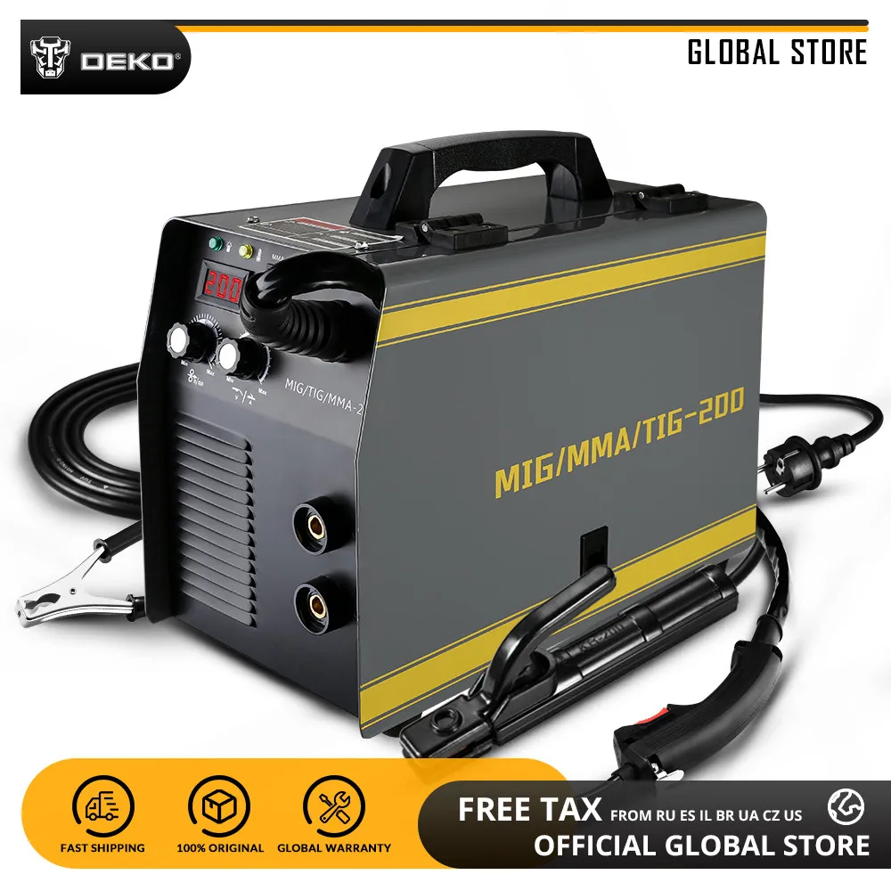 DEKO MKA-200 MIG/TIG/MMA 3 IN 1 Electric Welding Machine MIG Welder 5.6KVA 220V 50/60Hz Integrated Welding Gun