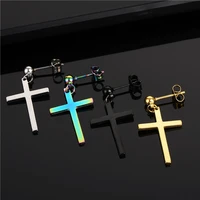 korean version of the hot style of personality fashion trend jewelry hanging cross earrings fashion trend men and women earrings