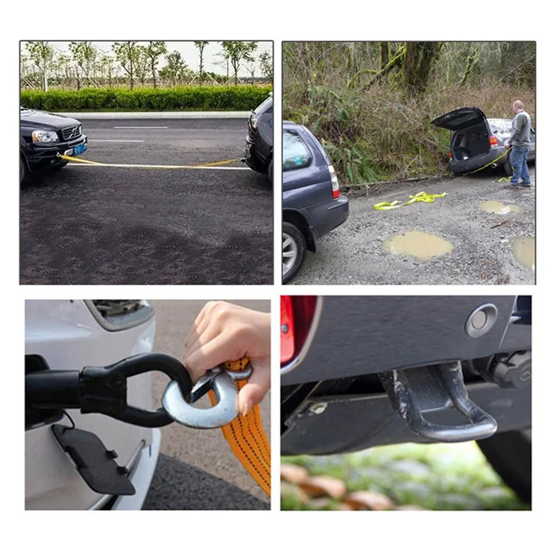 

3Ton 3m Powerful Car Towing Rope Auto Tow Cable Strap Bind Pull Rope with Hooks Towing Ropes Suitable for Car Motorcycle Vehicle