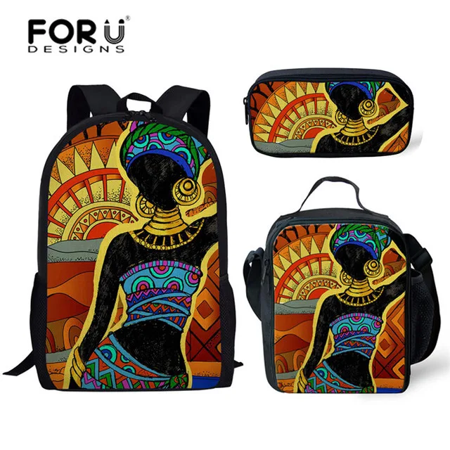 Золотой FORUDESIGNS/детские школьные сумки для девочек; Африканский Черный художественный школьный рюкзак с принтом для девочек; школьный рюкзак для детей начальной школы; женский рюкзак - Цвет: Золотой
