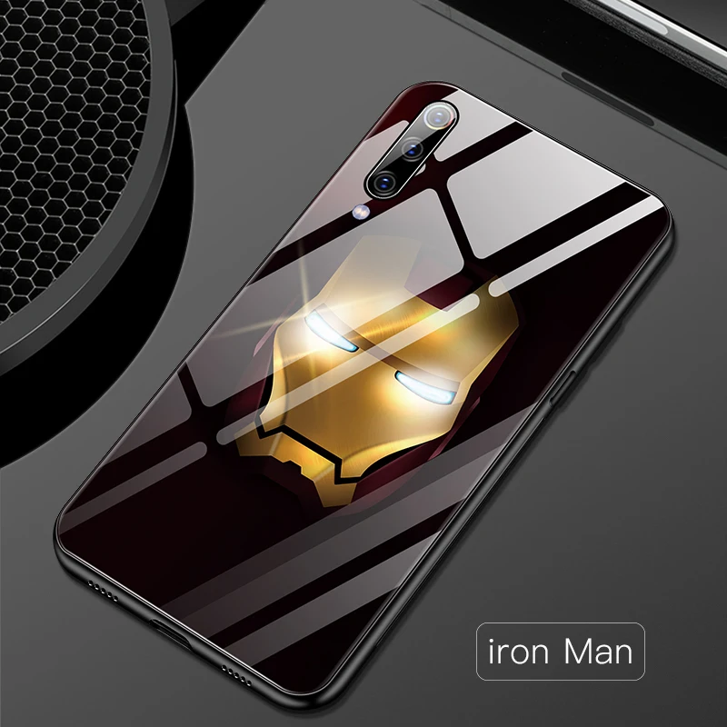 Iron Man Мстители стекло футляр для Redmi 4X 5Plus Note 4 5 6 7 8 Pro человек паук Капитан Америка Железный человек чехол для mi 6 8 9 SE Marvel Coque - Цвет: Iron Man