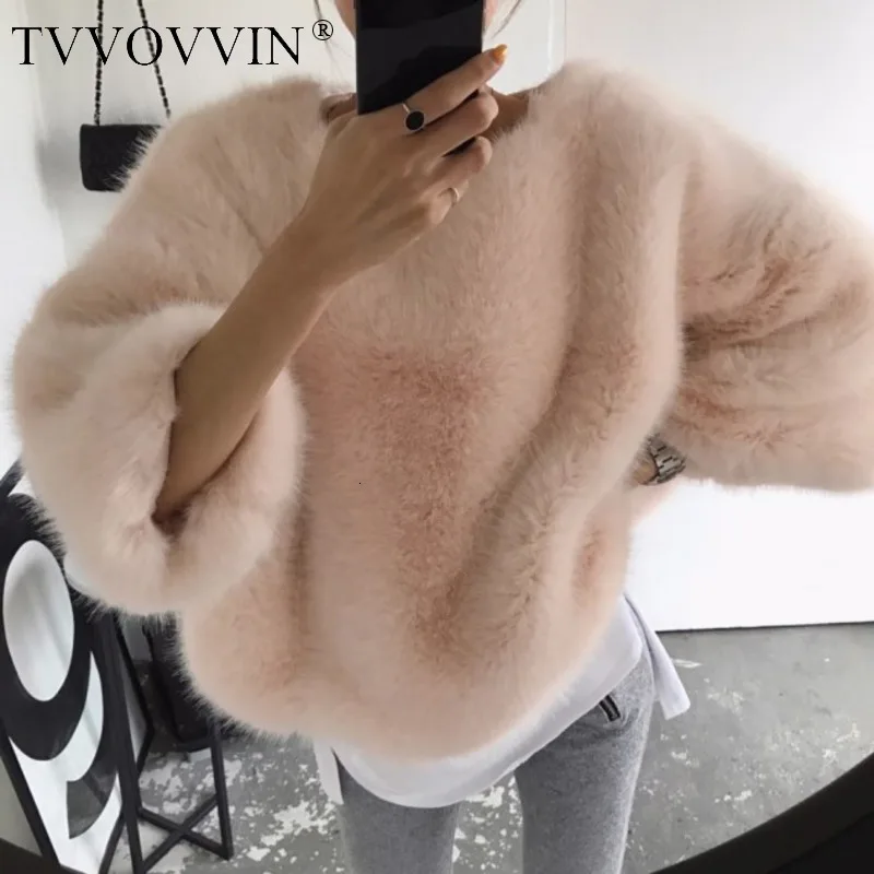 Пуловер TVVOVVIN с рукавом летучая мышь и Свитшот из искусственного меха свободная