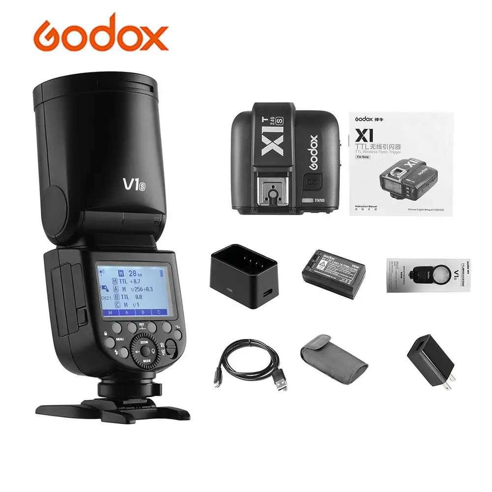 Вспышка для камеры Godox V1S Speedlite X1T S TTL беспроводной триггер вспышки 2 4G зум Sony