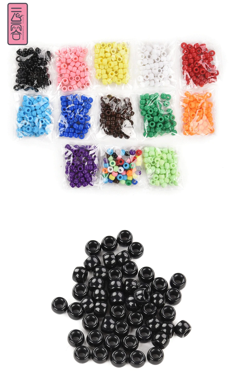 

7mm 1000pcs Crochet Braids Acrylic Round hair braid dreadlock Beads ringsTube Rings Beads Links Human Hair Extensions tools
