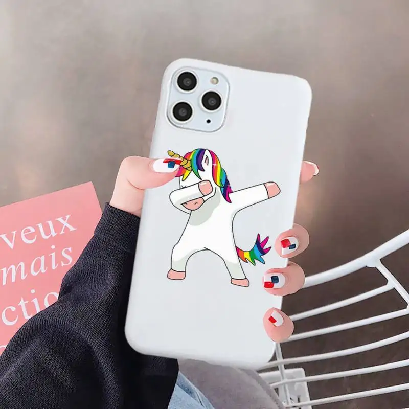 

Cartoon rainbow unicorn animal Phone Case Candy Color for iPhone 6 7 8 11 12 s mini pro X XS XR MAX Plus