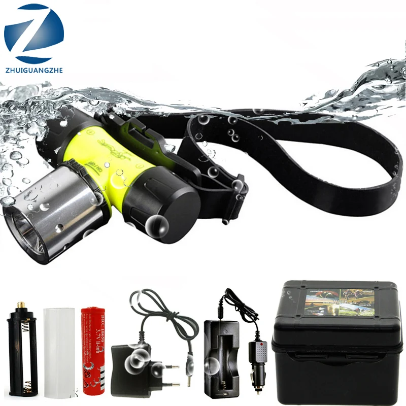 

Налобный фонарь Litwod Z20 D6800 для дайвинга, 50 м, водонепроницаемый налобный фонарь XM-L T6, 4000 лм, налобный фонарь для плавания