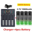 100% Новые 18650 литиевые батареи фонарик 18650 перезаряжаемая батарея 3,7 в 19800 мАч для фонарика + зарядное устройство 401