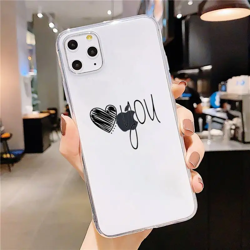 

Love Heart Letter Phone Case Transparent soft For iphone 5 5s 5c se 6 6s 7 8 11 12 plus mini x xs xr pro max