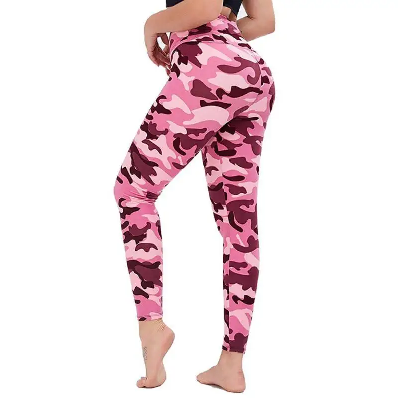 

Digital printing camouflage hip-lifting high-waist leggings fitness sports running nine-point pants hot style