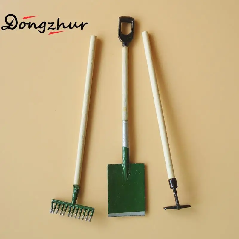 

3 шт./компл. миниатюрные садовые инструменты, лопата/грабли/мотыги, Миниатюрные аксессуары для кукольного домика 1:12, Ingbaby мебель, игрушка для ...