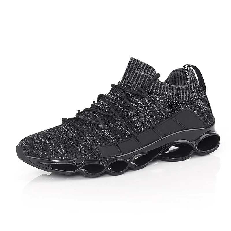 gray sneakers sports Новые мужские дышащие кроссовки Flyknit; мужские кроссовки для бега; большие размеры 39-48; мужские спортивные кроссовки для ходьбы и бега - Цвет: gray sneakers sports
