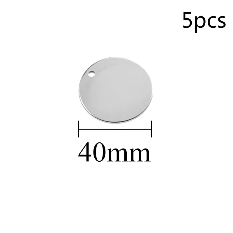 40mm 5pcs Нержавеющая сталь, металлическим украшением и закругленным штамповки пустые теги металла для изготовления бижутерии поставка Accessori6/8/10/12/14/15/18/20/25/30/40 мм - Окраска металла: 40mm 5pcs