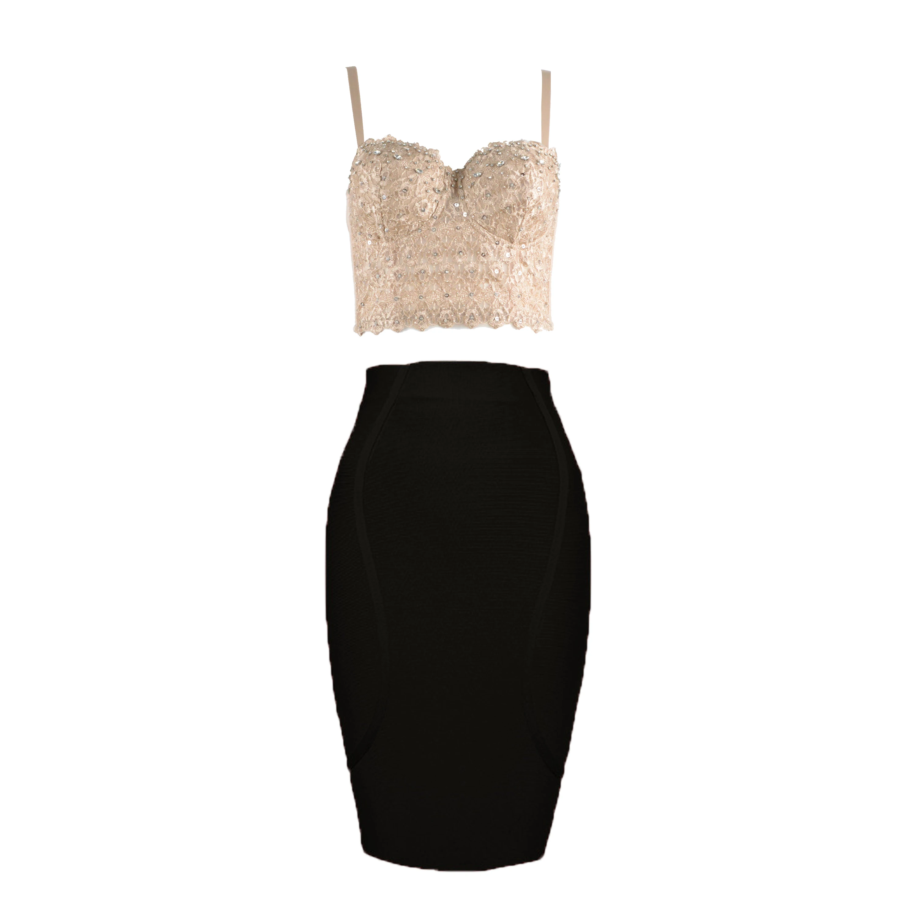 Женский комплект из двух предметов Bnadage вечерний клубный кружевной топ и юбка без