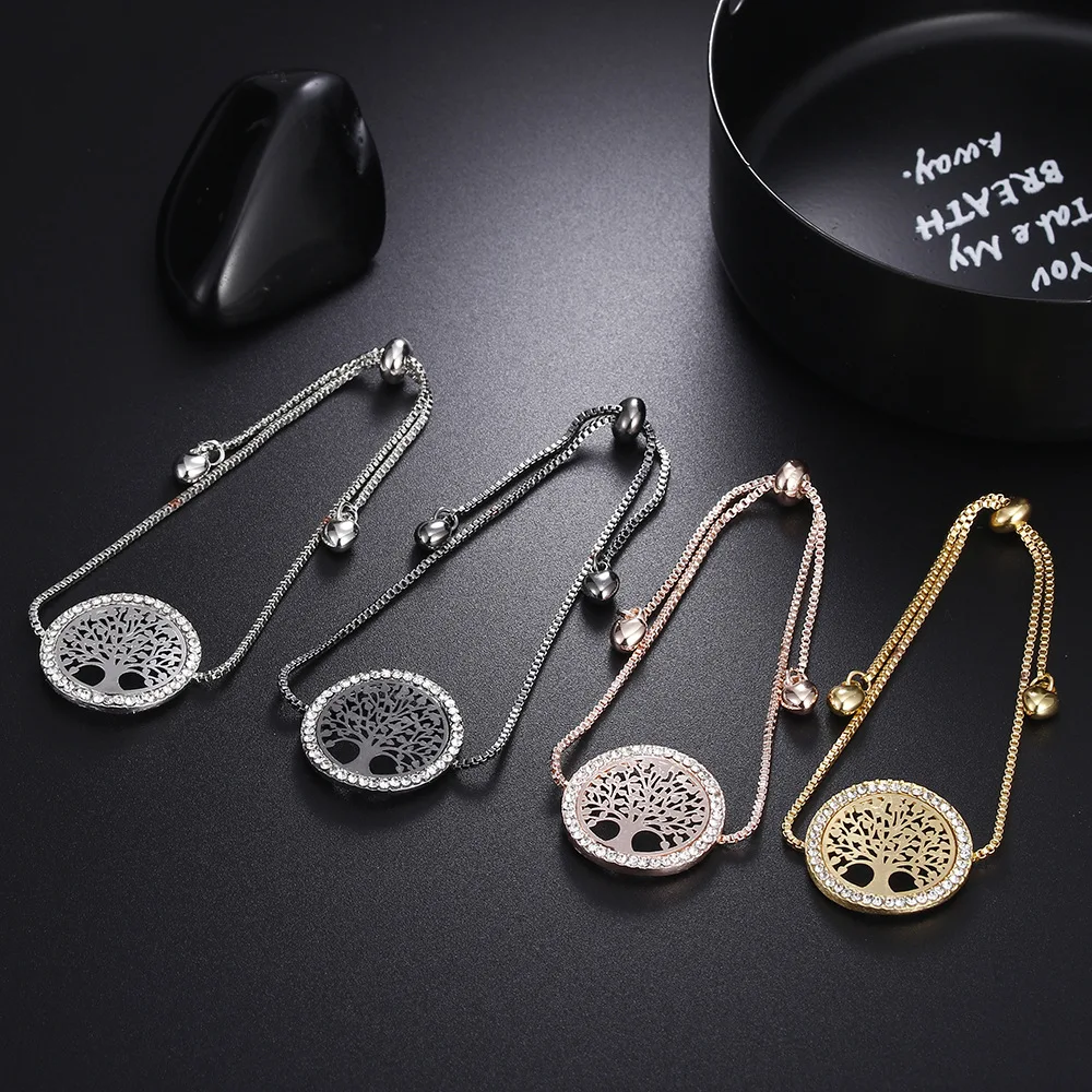 Новый браслет pulsira mujer moda crystal от Swarovski золотой с шармами женский деревом жизни