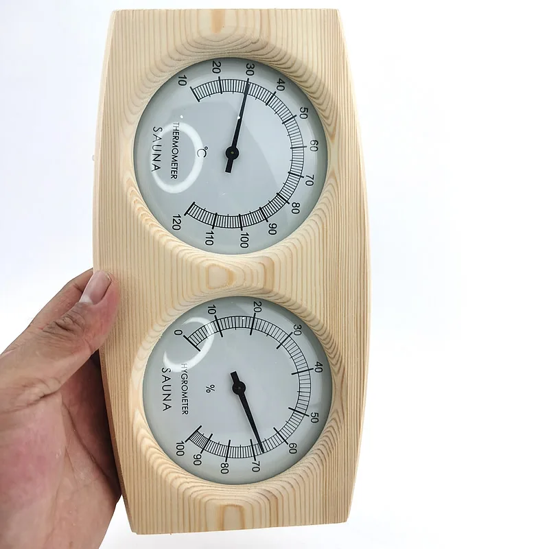 

Hot Sale 2 in 1 Wooden Sauna Hygrothermograph Indoor Thermometer Hygrometer Humidity