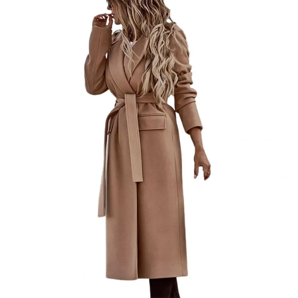 

Women Coat Solid Color Cardigan Thick Turn-down Collar Long Women Jacket for Work for Spring Autumn Women's Clothing 2021
