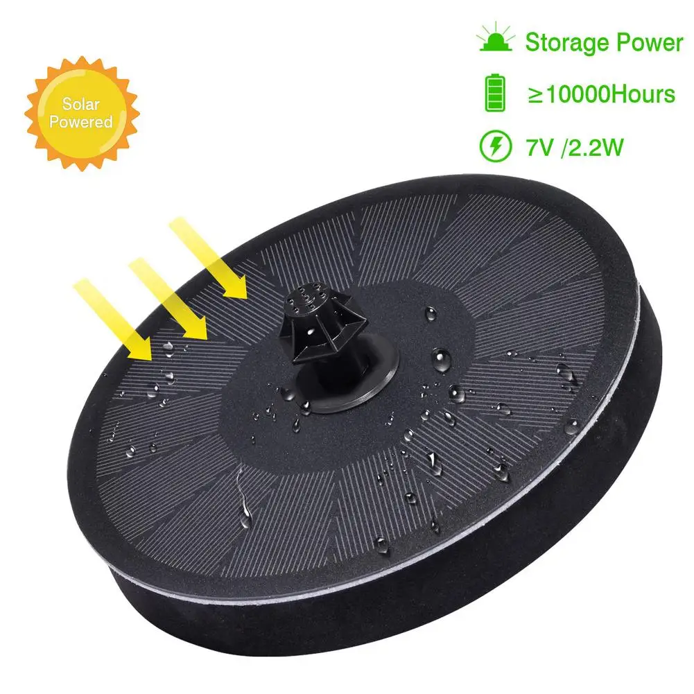

2.2V/7 WSolar Water Fountain Solar Panel Anti-collision Bar Floating Fountain Bird Bath Pond Pool Garden Accessories