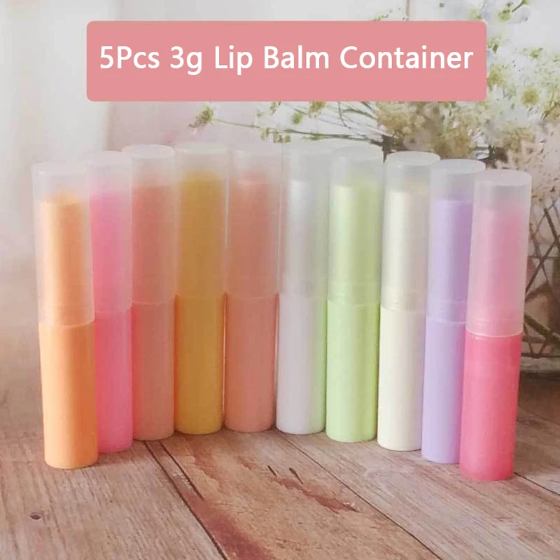 

5Pcs/lot 3g Lip Balm Container With Caps Mini Empty Lip Balm Stick Tube Lipstick Easy To Carry Small Size