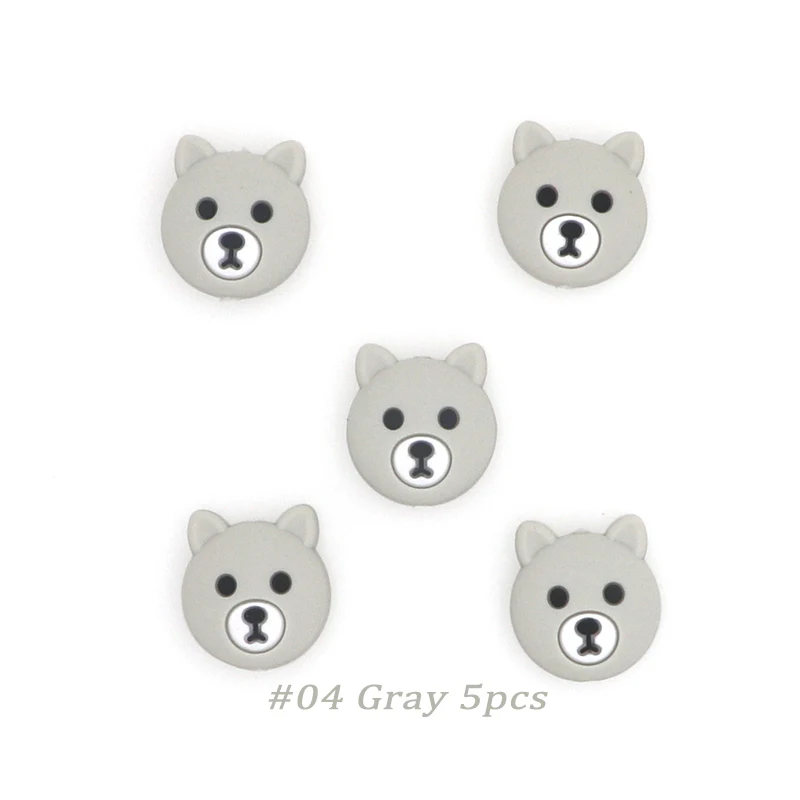 Gray 5pcs Kovict, 5/10 шт, 23 мм, милые мини-силиконовые бусины для пива, силиконовые бусины для грызунов, силиконовые бусины для самостоятельного прорезывания зубов - Цвет: Gray 5pcs