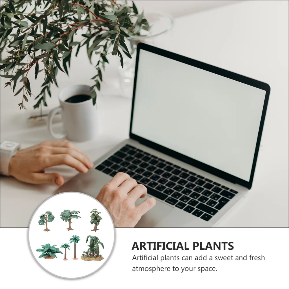 

1 Set of Desktop Decoration Simulation Plant Scene Model Plastic Tree Model Toy