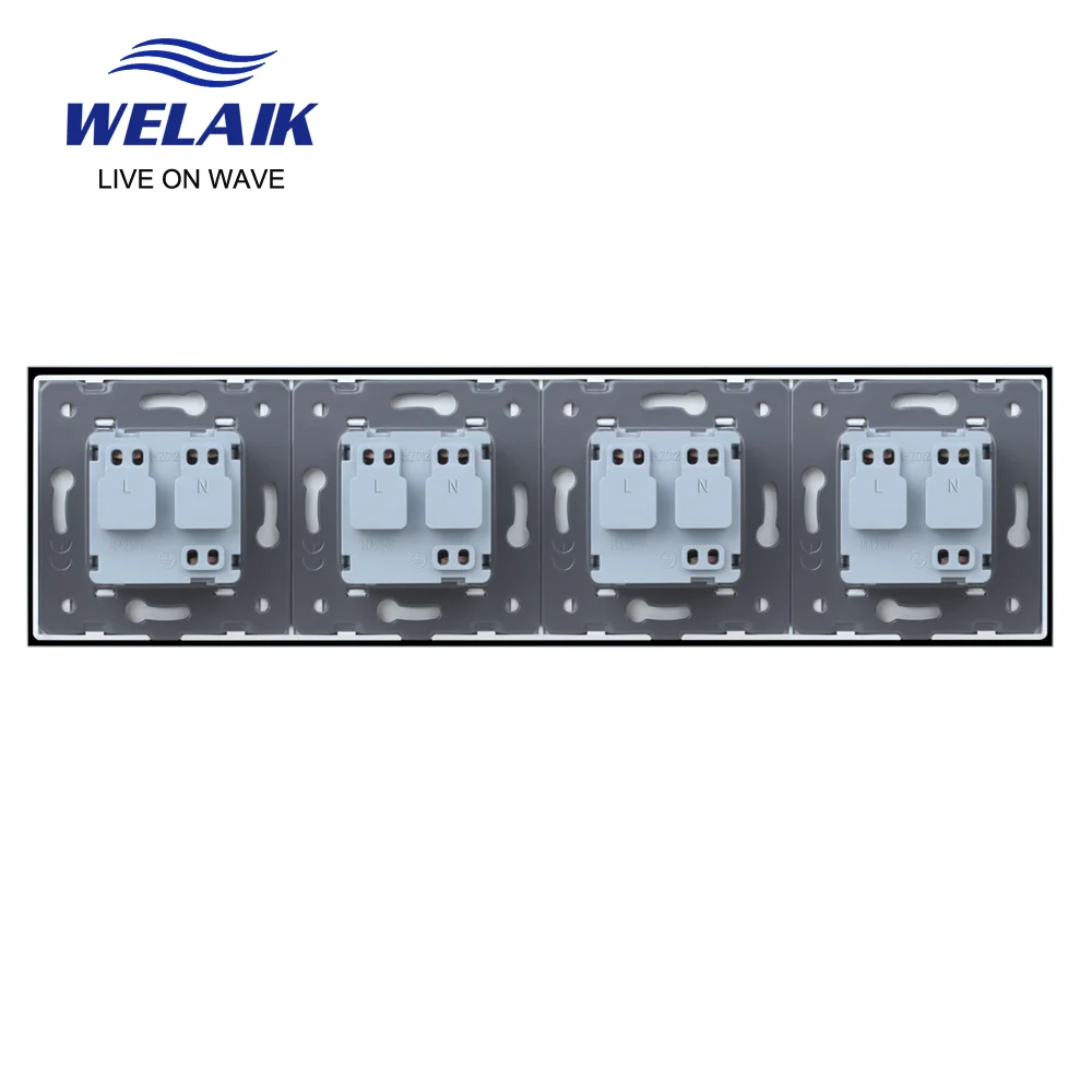 WELAIK EU 250V 16A 4Frame 293*80mm European-Standard Power-Socke Glass Panel Wall Socket Outlet A48EW | Обустройство дома