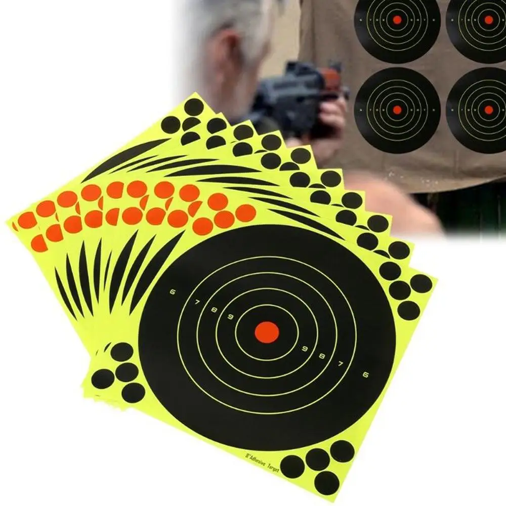 

10pcs 8x8" Objective Adhesive Target Shooting Fluorescent Splash Flower Sticker