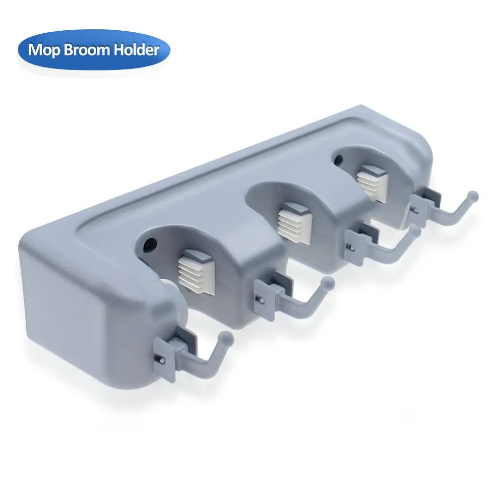 

Mop Holder Hook Wall Mounted Storage Multi-Functional Organizer Broom Brush Rack Clip For Bathroom Kitchen Seamless Shelf Hanger