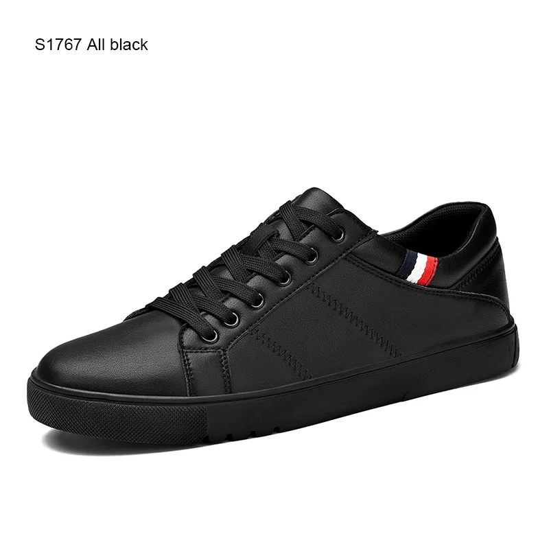 S1767-Black SUROM; дышащая мужская обувь; повседневные Роскошные брендовые модные классические белые кроссовки; Мужская обувь с перфорацией; Мужская обувь из искусственной кожи на плоской подошве со шнуровкой - Цвет: S1767-Black